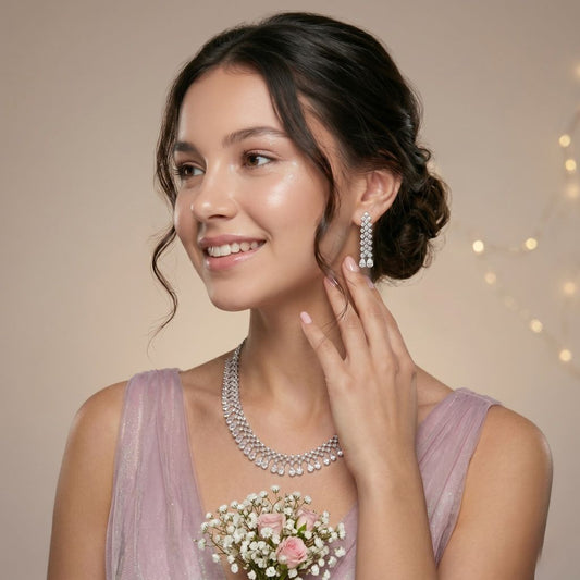 The Lumina Drop Necklace And Earrings Set