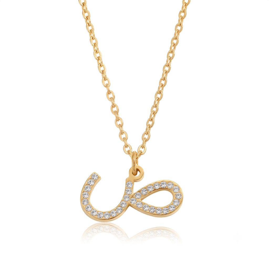 Arabic Zirconia Initial Necklace