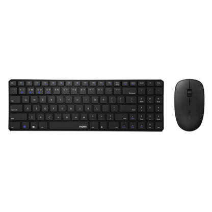 Black keyboard and mouse set on a white background