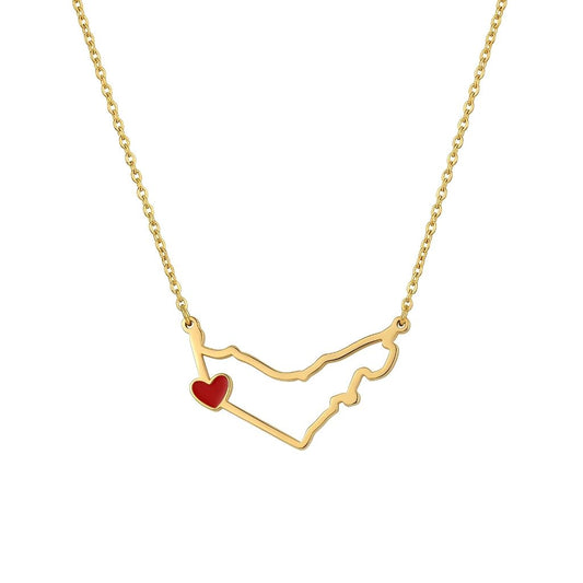 UAE Map With Red Heart Necklace