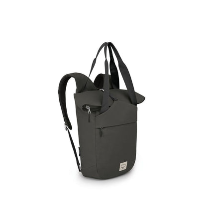Black backpack on a white background