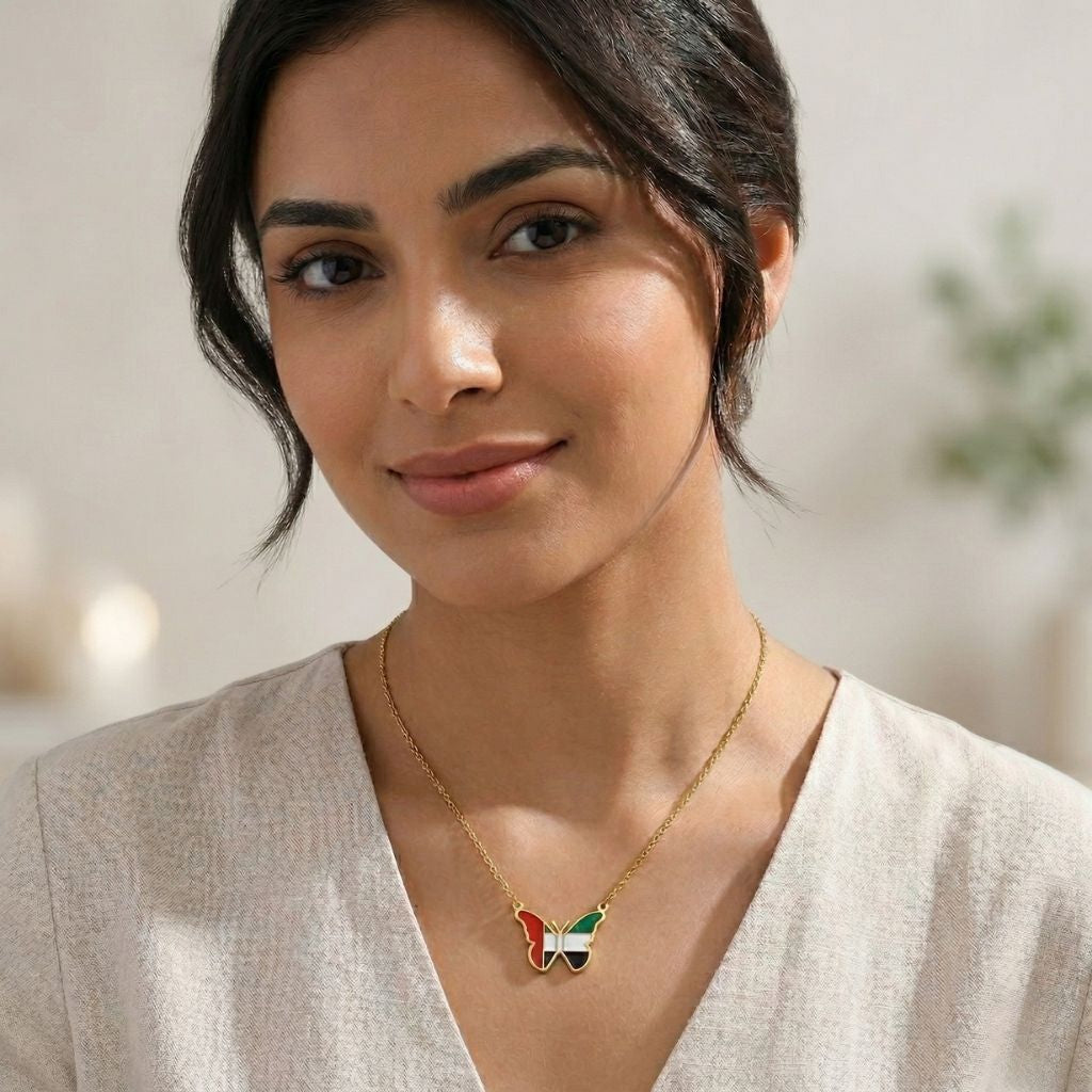 UAE Flag Butterfly Necklace