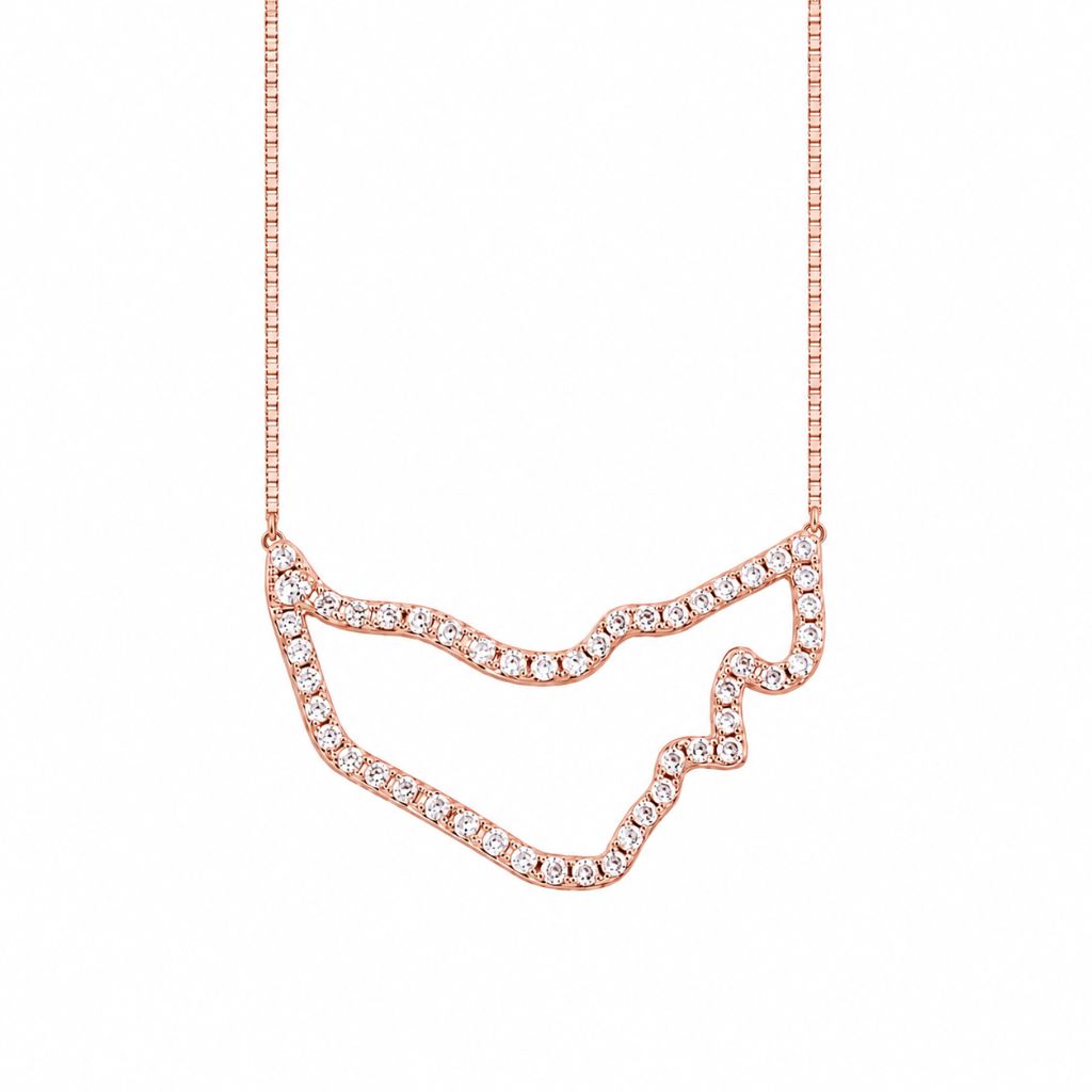 UAE Zirconia Map Necklace