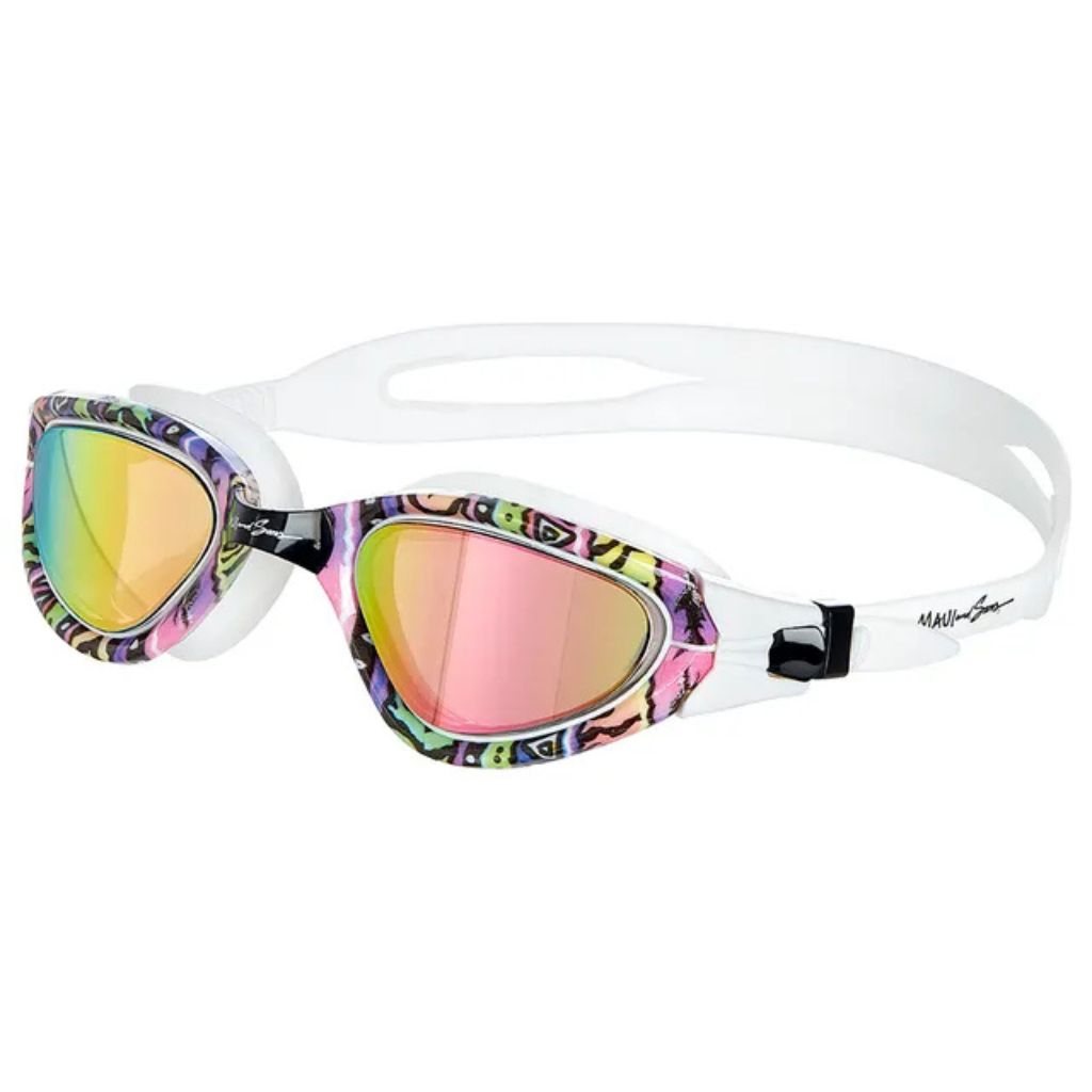 Maui and Sons Anti-Fog UV-Protected Swim Printed Goggles - White