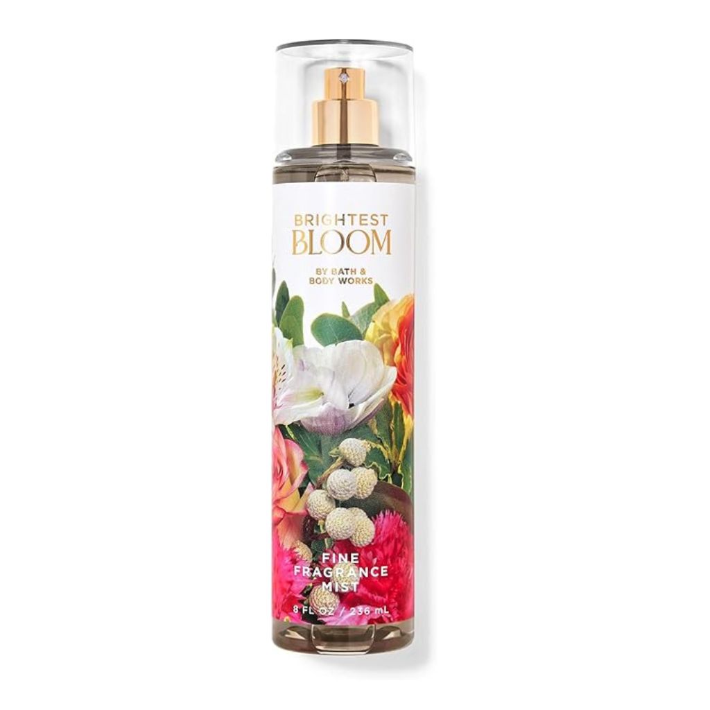 Bath & Body Works 'Brightest Bloom' fine fragrance mist on a white background