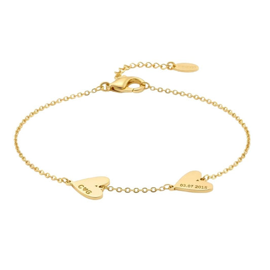 Personalised Twin Heart Name & Date Bracelet