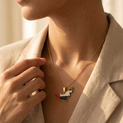 UAE Flag Map Necklace