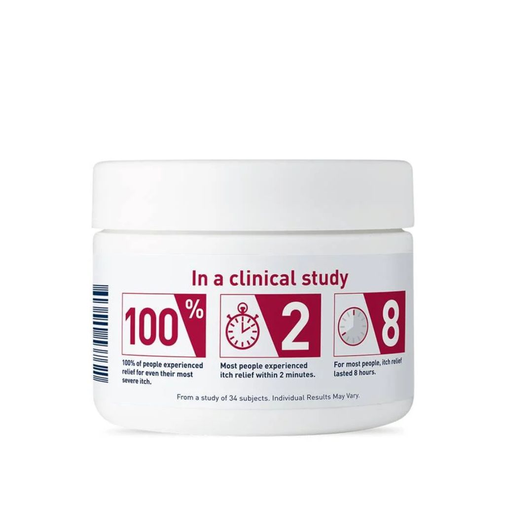 Jar with clinical study information on a white background