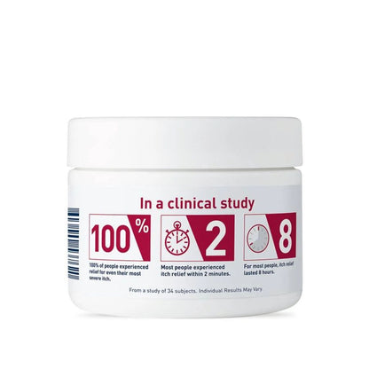 Jar with clinical study information on a white background