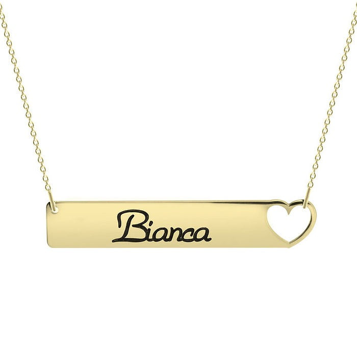 Classic Heart Cut Out Bar Necklace