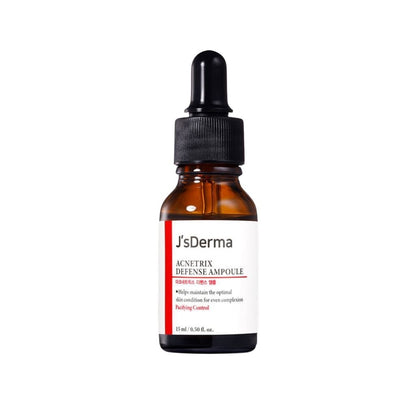 JsDerma Acnetrix Defense Ampoule bottle with dropper on a white background
