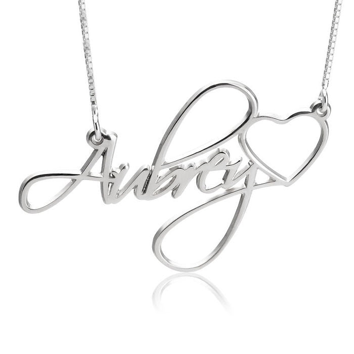 Delicate Engraved Heart Name Necklace