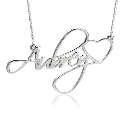 Delicate Engraved Heart Name Necklace