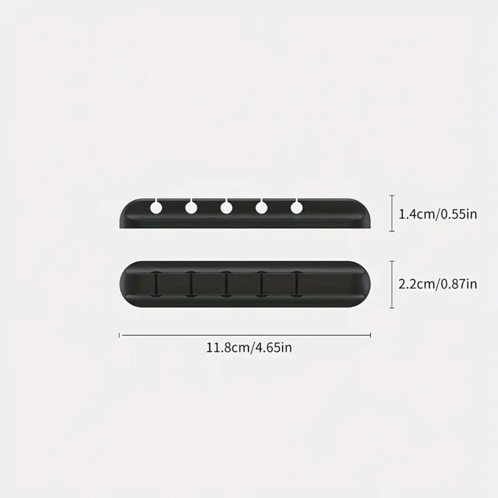 Black rubber band with measurements on a light gray background