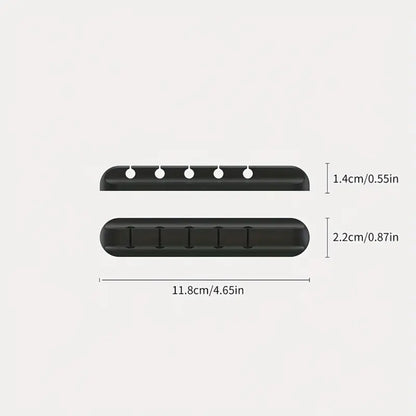 Black rubber band with measurements on a light gray background