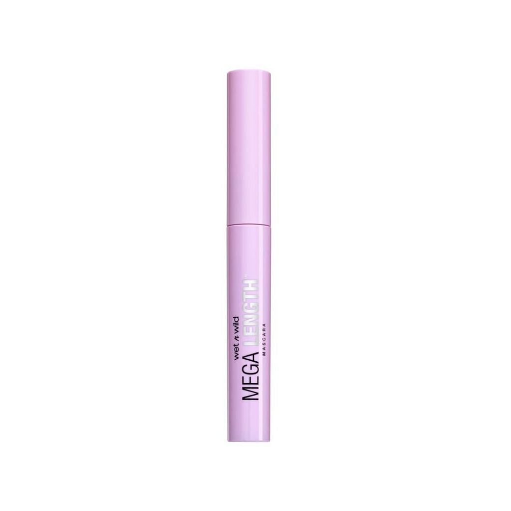 Pink mascara tube with 'Wet n Wild' branding on a white background