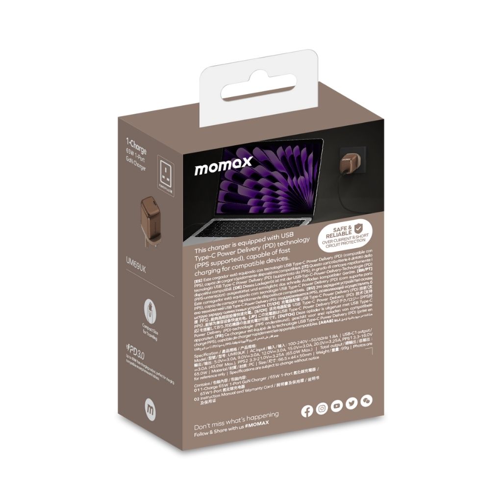 Momax 1-Charge Gan 65W 1-Port Charger