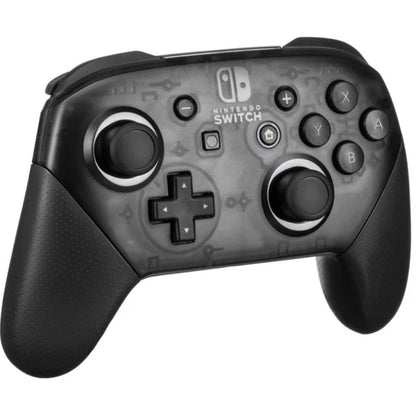 Black Nintendo Switch controller on a white background