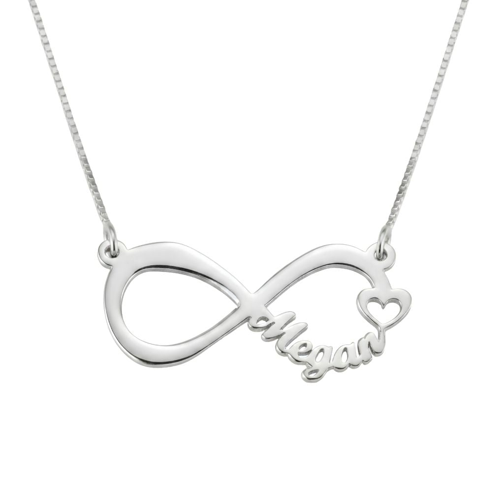 Infinity Small Heart Design Name Necklace