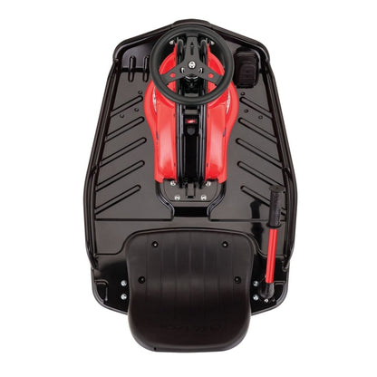 Black and red snowmobile seat on a white background