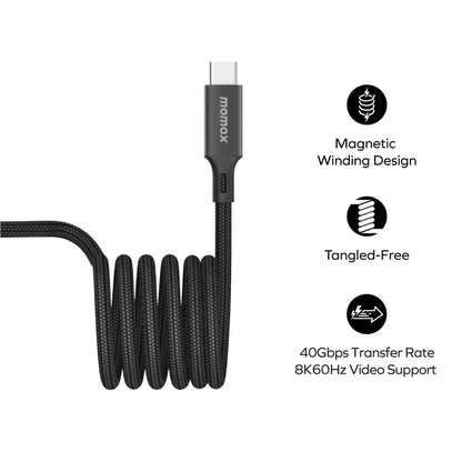 Momax Mag Link 240W USB-C To USB-C USB4 40 Gbps Magnetic Cable 1.5M