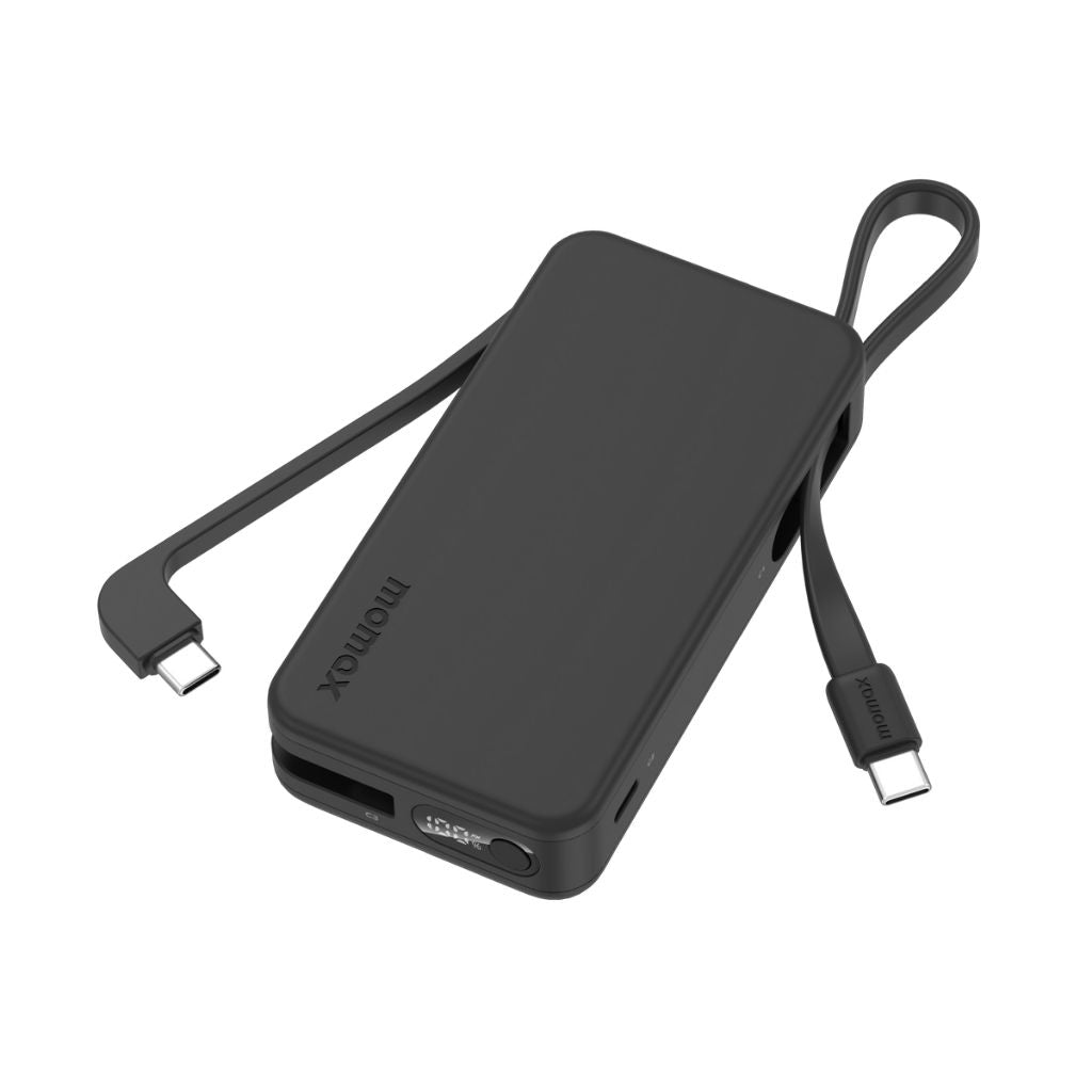 Momax 1-Power Vital+ 10000 mAh Power Bank With Dual Built In Usb-C Cable