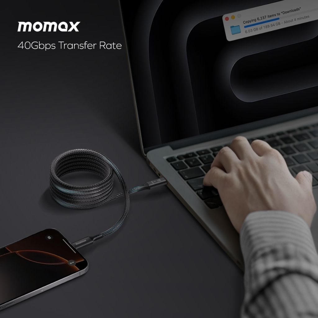 Momax Mag Link 240W USB-C To USB-C USB4 40 Gbps Magnetic Cable 1.5M