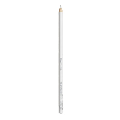White makeup pencil with a small amount of color on a white background