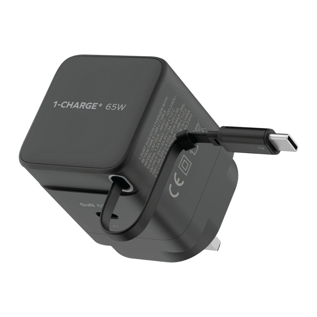 Momax 1-Charge 65W GaN 1-Port Charger With Built-In Usb-C Cable