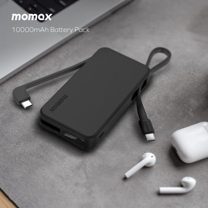 Momax 1-Power Vital+ 10000 mAh Power Bank With Dual Built In Usb-C Cable