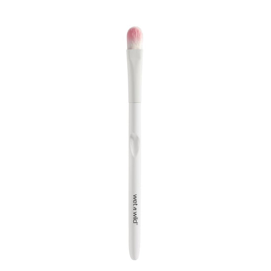 Makeup brush with pink bristle tip on a white background, featuring the 'wet n wild' brand.