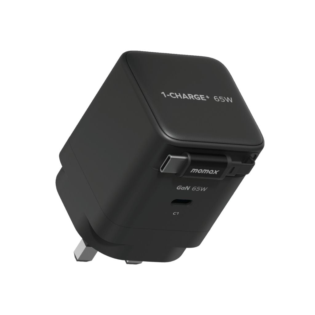 Momax 1-Charge 65W GaN 1-Port Charger With Built-In Usb-C Cable
