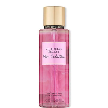 Victoria's Secret Pure Seduction fragrance mist bottle on a white background