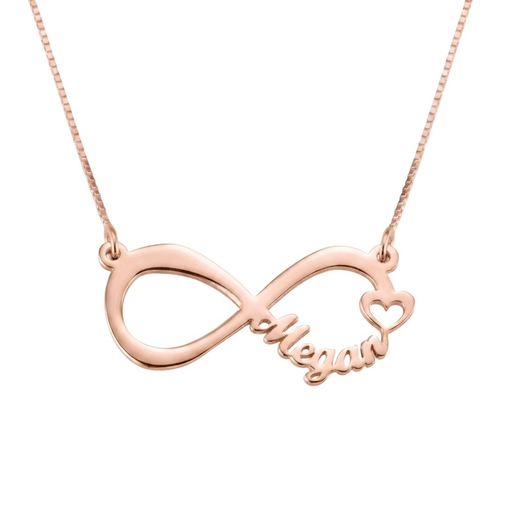 Infinity Small Heart Design Name Necklace