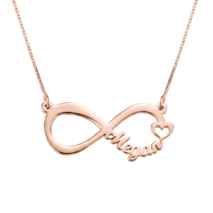 Infinity Small Heart Design Name Necklace