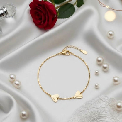 Personalised Twin Heart Name & Date Bracelet