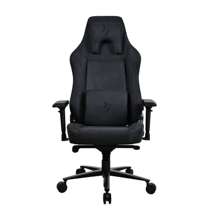 Black office chair with ergonomic design on a white background