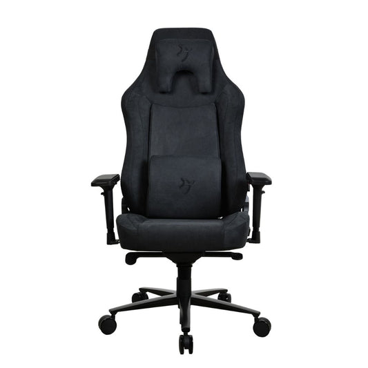 Black office chair with ergonomic design on a white background