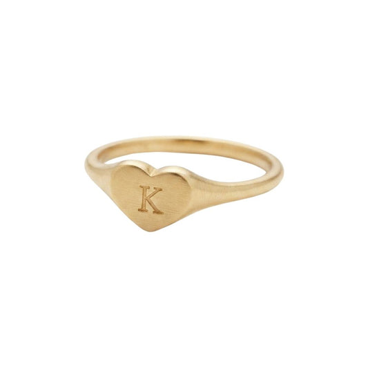 Engraved Heart Signet Ring
