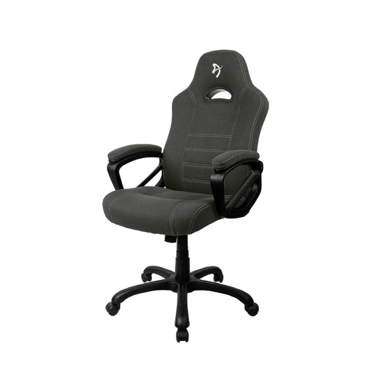 Black office chair with armrests on a white background