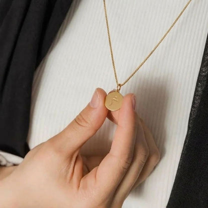 Arabic Initial Round Disc Necklace