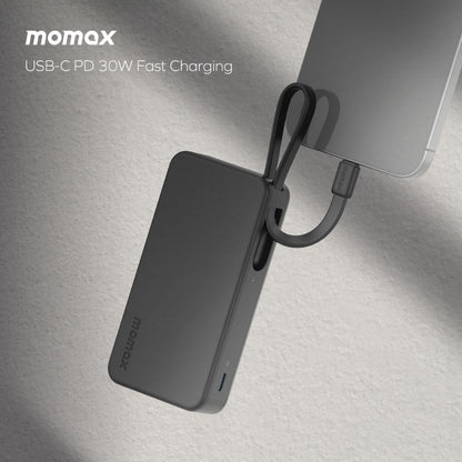 Momax 1-Power Vital+ 10000 mAh Power Bank With Dual Built In Usb-C Cable