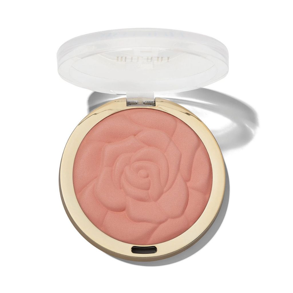 Compact blush with rose design on a white background