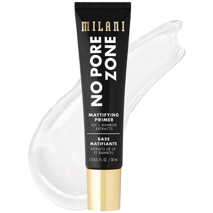 Milani No Pore Zone mattifying primer tube on a white background