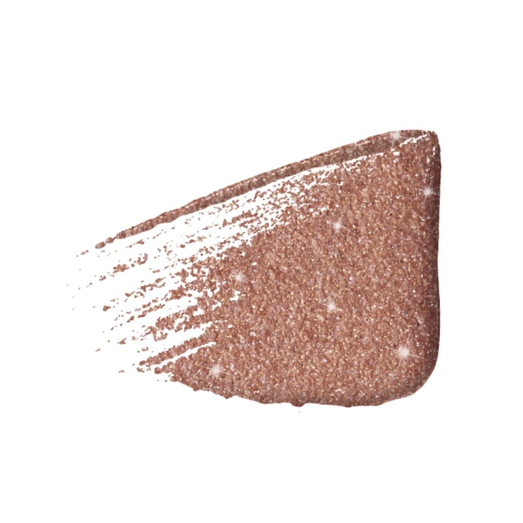 Bronze glitter makeup swatch on a white background