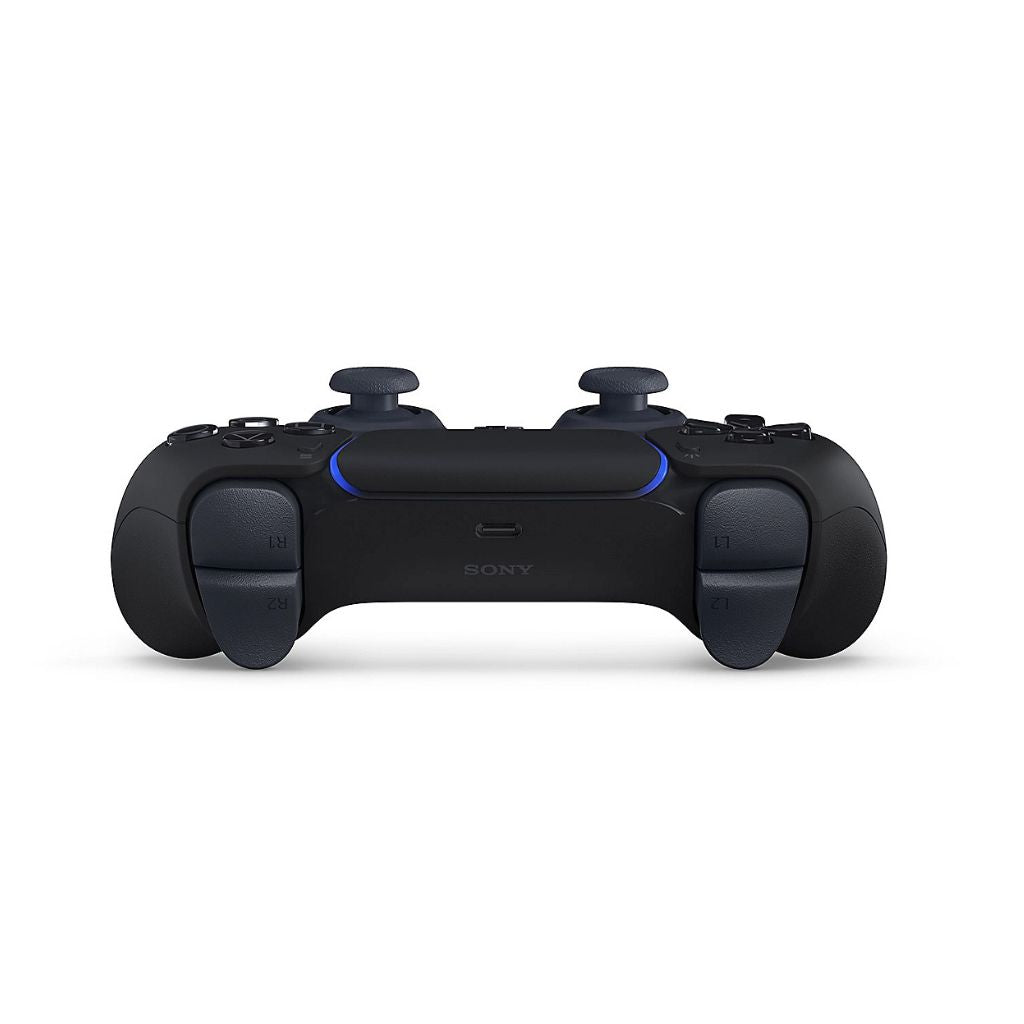 Black gaming controller with Sony logo on a white background