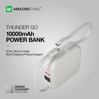 At Thunder Go 10000 mAh Power Bank With Built-In 2 Usb-C Cables