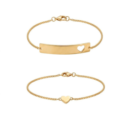 Minimal Heart Bracelet Duo Set