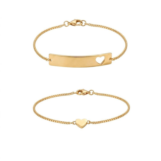 Minimal Heart Bracelet Duo Set