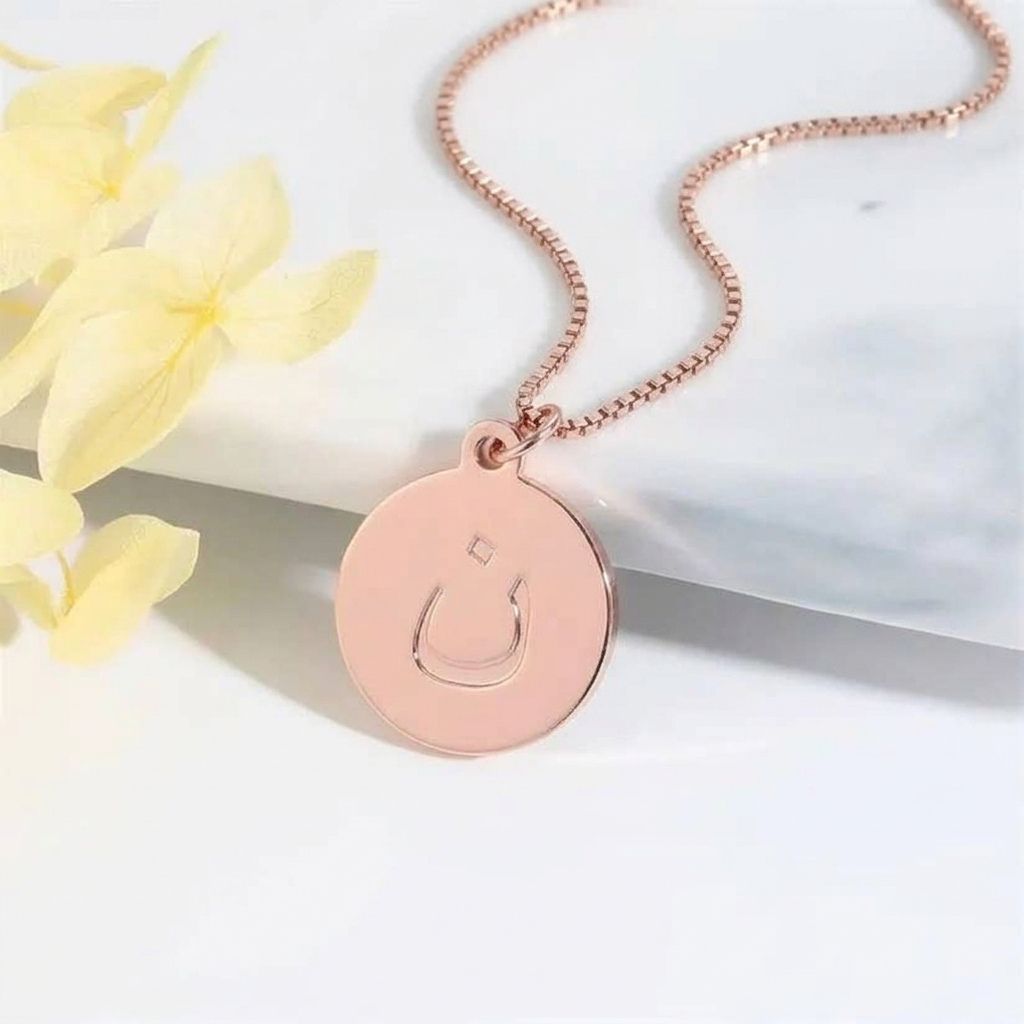 Arabic Initial Round Disc Necklace